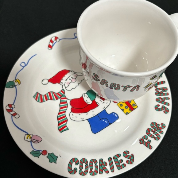 VNTG milk and cookies for santa matching plate and mug set christmas - Picture 8 of 8